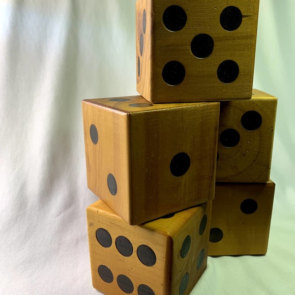4 inch square Yardzee Wooden Dice.  Great Condition...Tons of FUN! - Picture 2 of 2